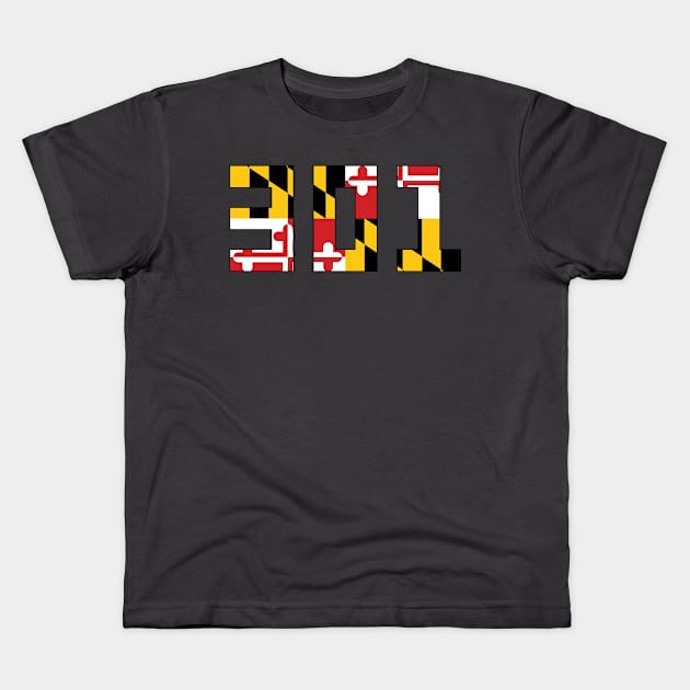 301 Maryland Flag Kids T-Shirt by polliadesign